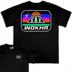 Camiseta Wokha Organic Estrella Negra con espalda grande y frontal superpuesto sobre fondo blanco
