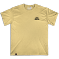 Frontal de la camiseta Wokha Organic Degradado Arena con logotipo negro en el pecho