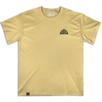 Frontal de la camiseta Wokha Organic Degradado Arena con logotipo negro en el pecho