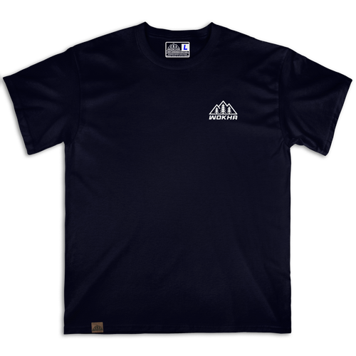 Frontal de la camiseta Wokha Organic Degradado Negra con logotipo blanco en el pecho