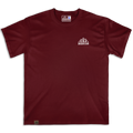 Frontal de la camiseta Wokha Organic Degradado Granate con logotipo blanco en el pecho