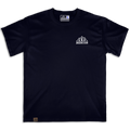 Frontal de la camiseta Wokha Organic Mosquetón Negra con logotipo blanco en el pecho