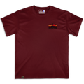 Frontal de la camiseta Wokha Organic Wave Granate con pequeño motivo de ola