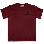 Frontal de la camiseta Wokha Organic Wave Granate con pequeño motivo de ola