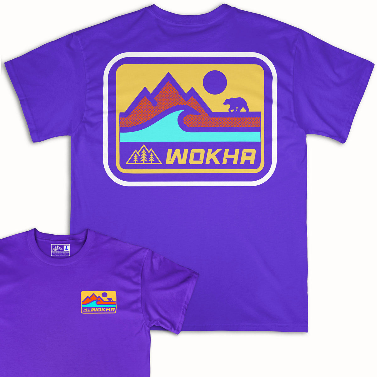 Camiseta manga corta Wokha Organic Wild Bear Morada